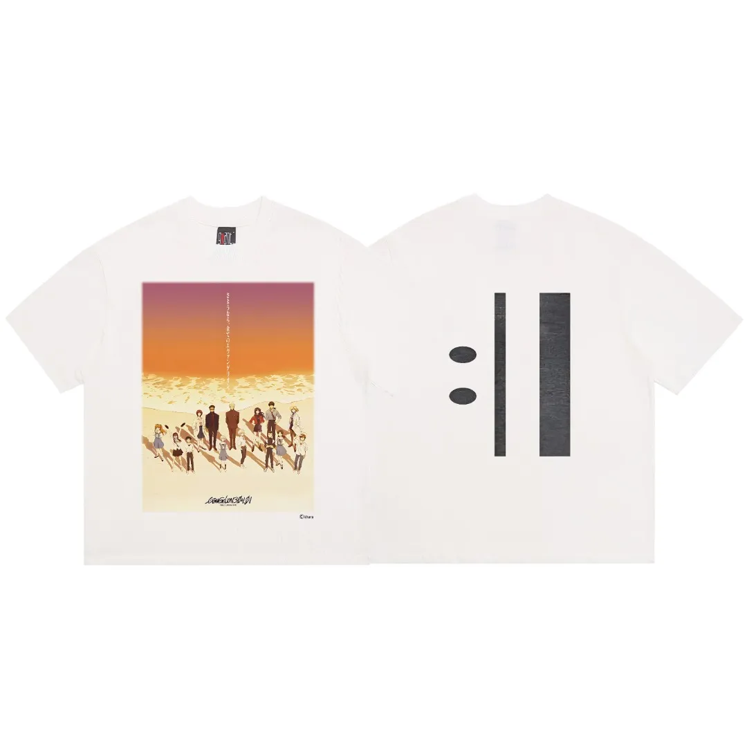 Mechao Saint Michael Evangelion print washed and distressed retro Vintage casual loose short-sleeved T-shirt with digital white ink direct printing, the fabric is breathable and the pattern is three-dimensional and clear. Fabric: Double yarn 240g Style number: S923 Size: S-M-L-XL Color: White Price: P110